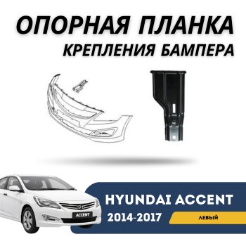 Опорная планка (кронштейн) крепления бампера верхняя левая для Hyundai Accent / Solaris 2014,2015,2016,2017 Алматы Астана 