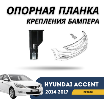 Опорная планка (кронштейн) переднего бампера верхняя правая для Hyundai Accent / Solaris 2014,2015,2016,2017 Алматы Астана 
