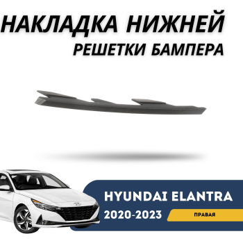 Накладка нижней решетки переднего бампера правая для Hyundai Elantra 2020,2021,2022,2023 Алматы Астана 