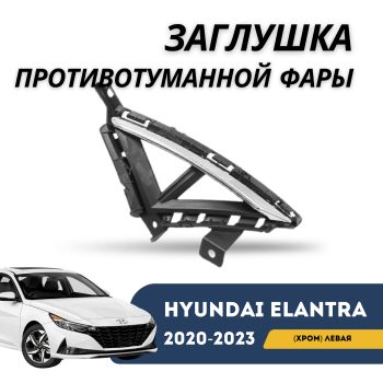 Заглушка противотуманной фары левой с хромом на Hyundai Elantra 2020,2021,2022,2023 в Алматы и Астане — фото
